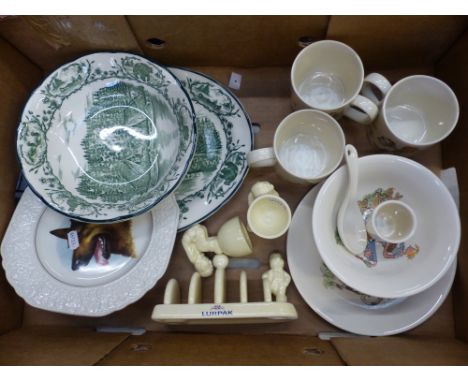 Mixed ceramics to include Poole nursery ware, Lurpak toast rack and egg cups etc (1 tray).