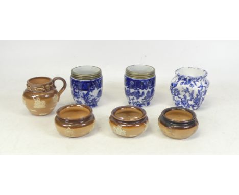 A Collection of Seven Ceramic Items includes Four Doulton Lambeth Sotneware items, Doulton Burslem Pot and two Royal Worceste