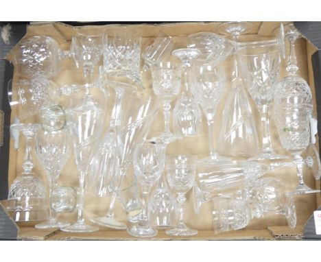 A Collection of Glass and Crystal Glasses, inlcudes Galway Crystal example (1 Tray)