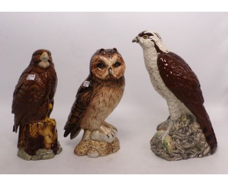 Beswick Whiskey Decanters to include Short Eared Owl, Osprey and Buzzard. (H: 20cm) (3)