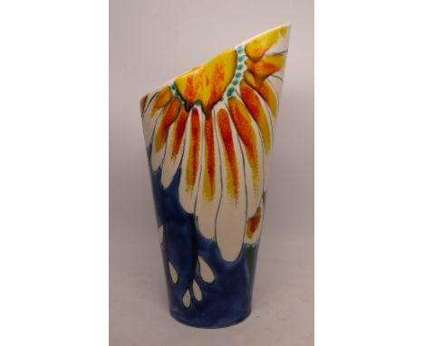 Large Poole Studio Pottery Blue Daisy Kink Vase, height 36cm