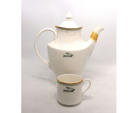Royal Doulton large coffee pot and single coffee cup both with the Jaguar logo (2).