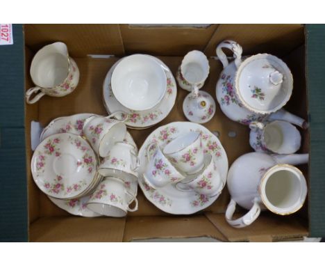 Duchess 'June Bouquet' part tea set to include teapot, teacups and saucers, lidded sugar bowl, side plates and large tea/ cof