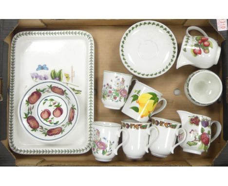 Portmerion, Botanic Garden and Pomona Type Items includes saucers, mugs, tray, jugs etc. (1 Tray)