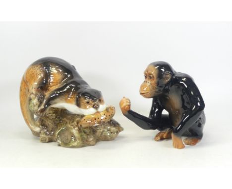 Sylvac, model of a seated Monkey together with Otter (2)