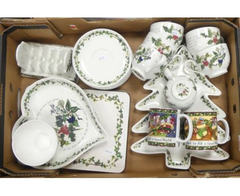 Portmerion, Christmas Themed Items includes plate, cups, toast rack, placemats (1 Tray)