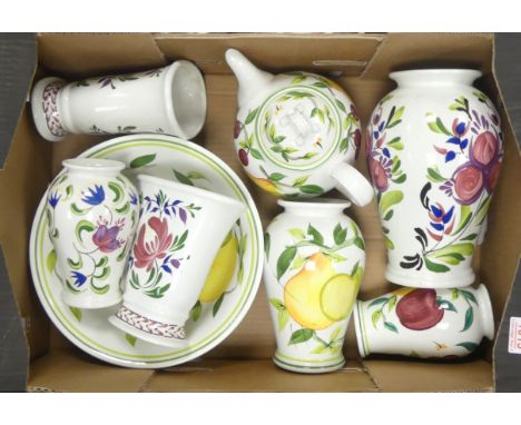 Portmerion, Ceramic Fruit items including large bowl, vases, teapot etc. (1 Tray)