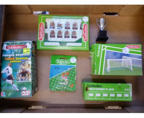 Subbuteo accessories to include team 63000, goals x 2 61154, line/corner flags C117, corner flags x 5 61134 a MB Games Subbut