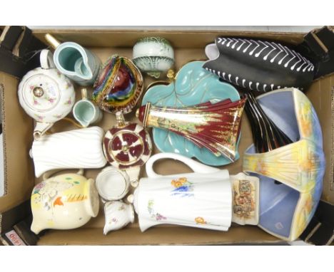 A Mixed Collection fo Ceramics to inlcude Beswick Art Deco Style Basket, Royal Winton Wall Pocket, Shelley Dainty SHape FLora