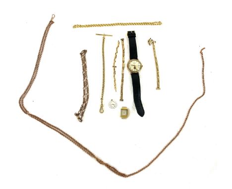Vintage guard chain, selection gold tone jewellery 