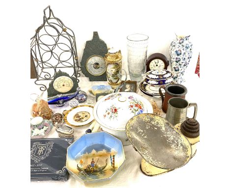 Large selection of miscellaneous includes wine rack, set of harper scales, royal Worcester casserole dish, early vase convert