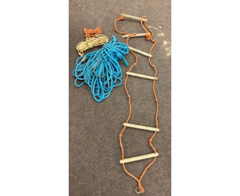 Selection of tow ropes and a rope ladder 