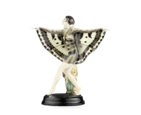 Josef Lorenzl'The Captured Bird', model no.5230, circa 1922Glazed polychrome ceramic.48cm highManufactured by Goldscheider, V