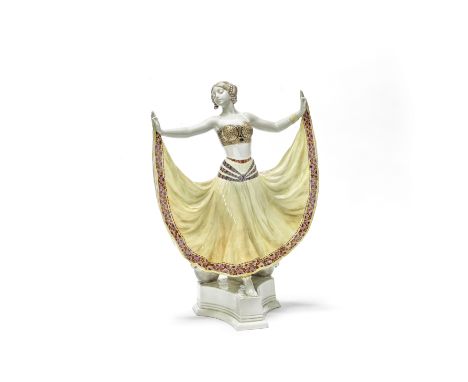 Albert Dominique Rosé'Figure of a dancer', model no.4141, circa 1915Glazed polychrome earthenware. 54.5cm highManufactured by