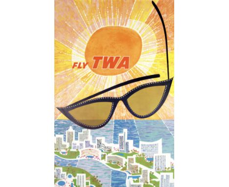 DAVID KLEIN (1918-2005)FLY TWAoffset lithographic poster in colours, c.1960, Con. A, not backedand: Planet earth via Orbitz b