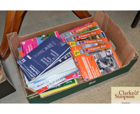 A box of Ordnance Survey maps etc. 