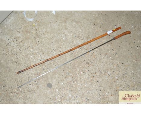 An antique swordstick, the blade marked Solingen