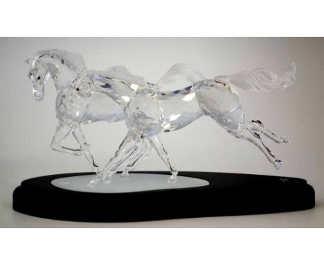 Swarovski Crystal Glass Wild Horses model group, number 8221 of 10,000, with original packing case and certificate, booklet, 