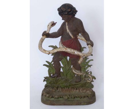 Cast iron snake boy stick stand, the drip tray cast "J Chadwick, Maker, Bolton" underneath. height 83cm.
 
Condition report: 
