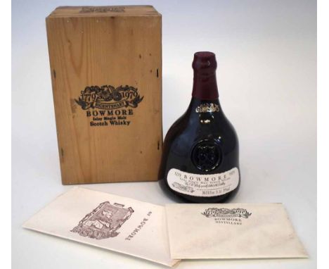 Bowmore 1779 -1979 Bicentenary Single Malt Scotch Whisky, 26 2/3 fl oz/75.7cl, 75 proof, with certificate, in wood box, bottl