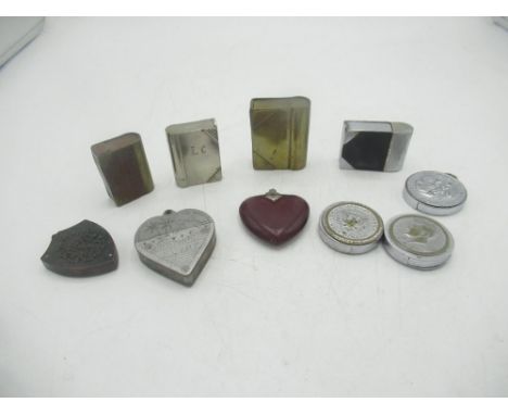 Aluminium heart shaped lighter marked Egypt, plastic heart shaped lighter, St. Christopher circular lighter, shield shaped li