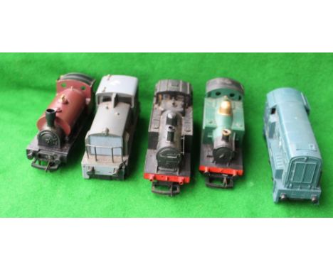 Collection of five engines including Hornby, FR No.33, Hornby Great Western 101, Hornby LMS No.7432, Lima of Italy shunting e