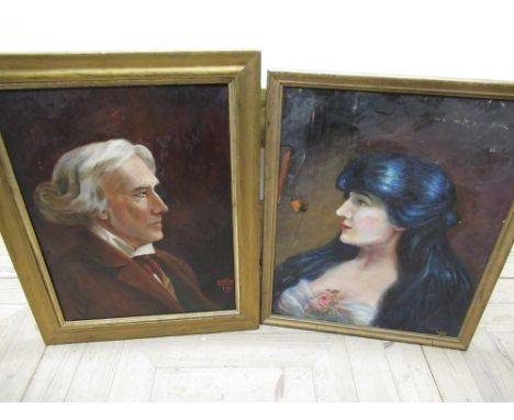 C.W. Waller (British, early C20th); 'Henry Irving, the Famous Actor', oil on canvas, signed and dated 1906, and a portrait of