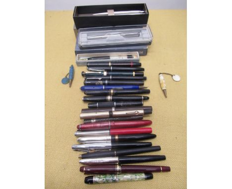 Rolled gold fountain pen with engine turned body, other fountain pens from the 1960's and 1970's including Osmoroid, later se