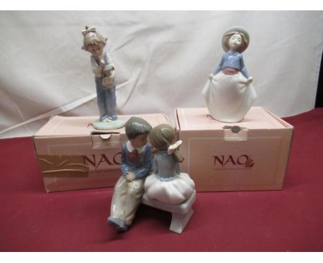 Boxed Nao figure, young girl holding her skirt, numbered 1290, H16.5cm, boxed Nao figure "Hush - Girl With Doll" numbered 106