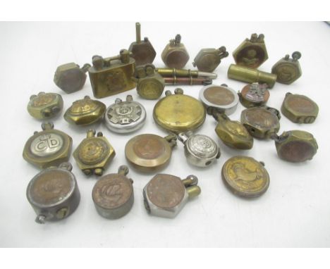 Trench Art lighters from WWI &amp; WWII inc. Royal Marines, La Defence de Verdun 1916, Scots Guard, Glasgow Highlanders, Empi