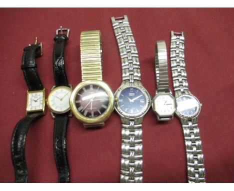 Citizen Elegance quartz wristwatch with date, Timex hand wound wristwatch with date, four other ladies quartz wristwatches (6