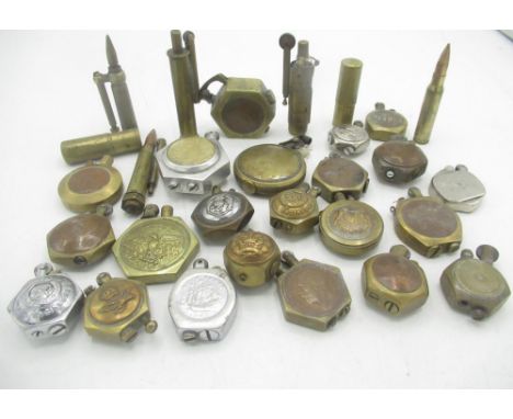 Trench Art lighters from WWI &amp; WWII inc. Royal Engineers, RAF, Bullet lighters, Scottish Police force,etc (29) 