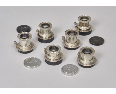 A Group of Leitz 50mm f/3.5 Elmar Lenses, six examples, four with serial numbers, 97347, 98947, 95448, 95044, two without num