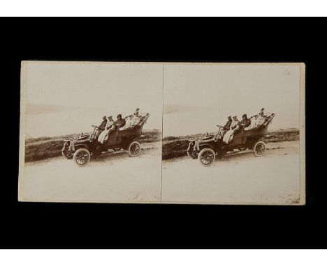 Various Stereo Cards,  Full Moon/Bierstadt (6), transport - carriages, trap, motor cars - at Fécamp, September 1907, 7CV Peug