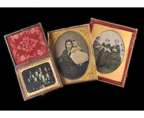 Ambrotypes and Ferrotypes,  ambrotypes - cased (5), loose (1); with large quantity of portrait and other ferrotypes (qty) 