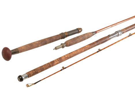 HARDY: A No. 1 L.R.H TWO PIECE SPLIT CANE SPINNING ROD in a Hardy canvas rod bag; together with an Ogden Smith, London split 