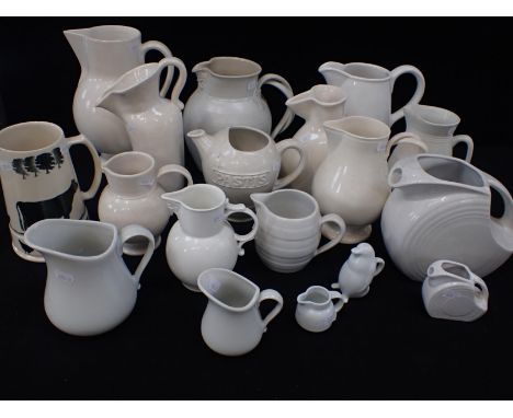 A COLLECTION OF WHITEWARE JUGS, FIESTA WARE Leeds, etc, all modern productions mostly in vintage style (18)