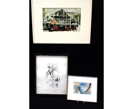 PHILIP NUNAN, ARCHITECTURAL STUDY watercolour, 1961, 62 x 47 cms, with two other pictures