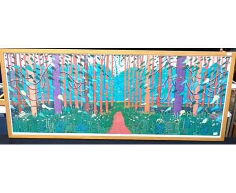 DAVID HOCKNEY, ARRIVAL OF SPRING print from the Royal Academy 2022 exhibition of Hockney's ipad creations, 126 x 20 cms