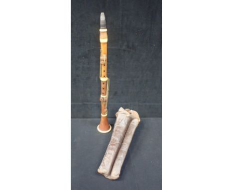 A CRAMER LONDON BOXWOOD CLARINET with original leather case, c.1850