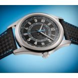 PATEK PHILIPPE CALATRAVA 40mm BLACK DIAL WITH BLUE STRAP AND STITCHING AND NUMERALS - NEW 2024