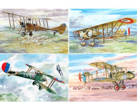 The Great War Collection of 8 vintage War Planes postcards. Planes include Caudron G4, D. H. 2, LFG Roland C 2, Royal Aircraf