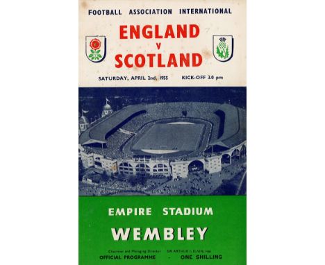 Football England v Scotland vintage programme Empire Stadium Wembley April 2 1955. Good condition. All autographs come with a