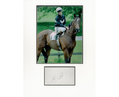 Horse Racing Lester Piggott 16x12 overall mounted signature piece includes a signed album page and colour photo mounted to a 