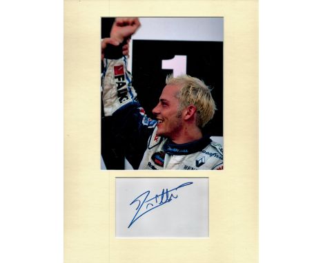 Motor Racing Jacques Villeneuve 16x12 overall mounted signature piece includes signed album page and a Williams Formula One c