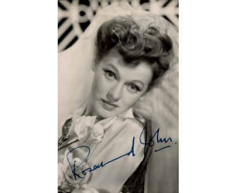 Rosamund John signed 6x4 vintage black and white photograph. John was born and brought up in Tottenham in North London and be