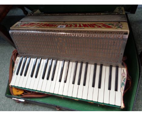 Cased Piano Accordion by C. Santé Crucianelli & Figli of Castelfidardo Italy, Condition - Some knocks to keys and case