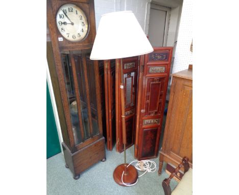 Retro Teak and Brass standard Lamp with shade, 165cm in Height