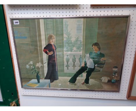 David Hockney, Mr &amp; Mrs Clark and Percy Lithograph, Chrome framed, 64 x 44cm