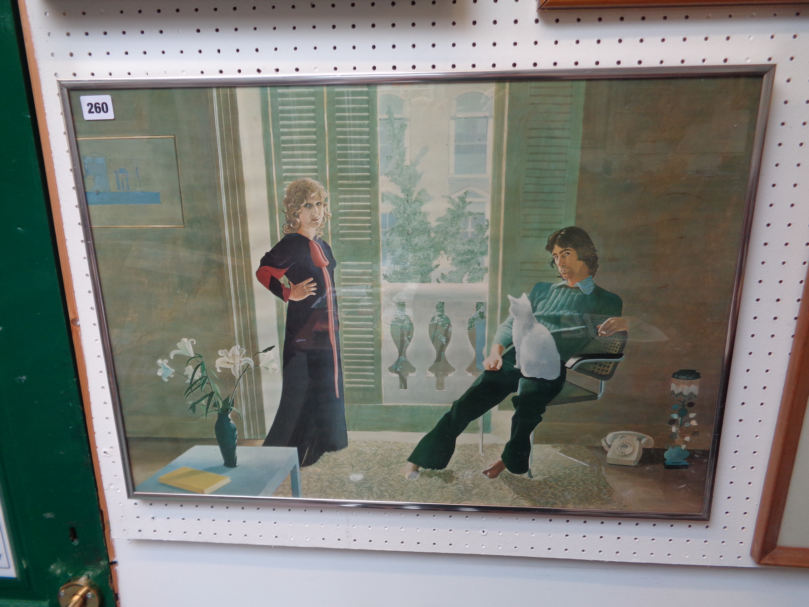 David Hockney Mr And Mrs Clark And Percy Lithograph Chrome Framed 64 X